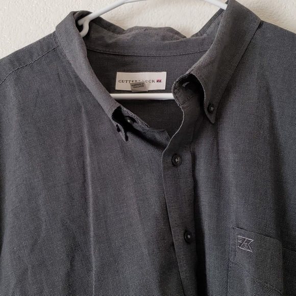 Cutter & Buck 4XB/4TG Long Short Sleeve Green & Black Microcheck Shirt - Picture 3 of 7